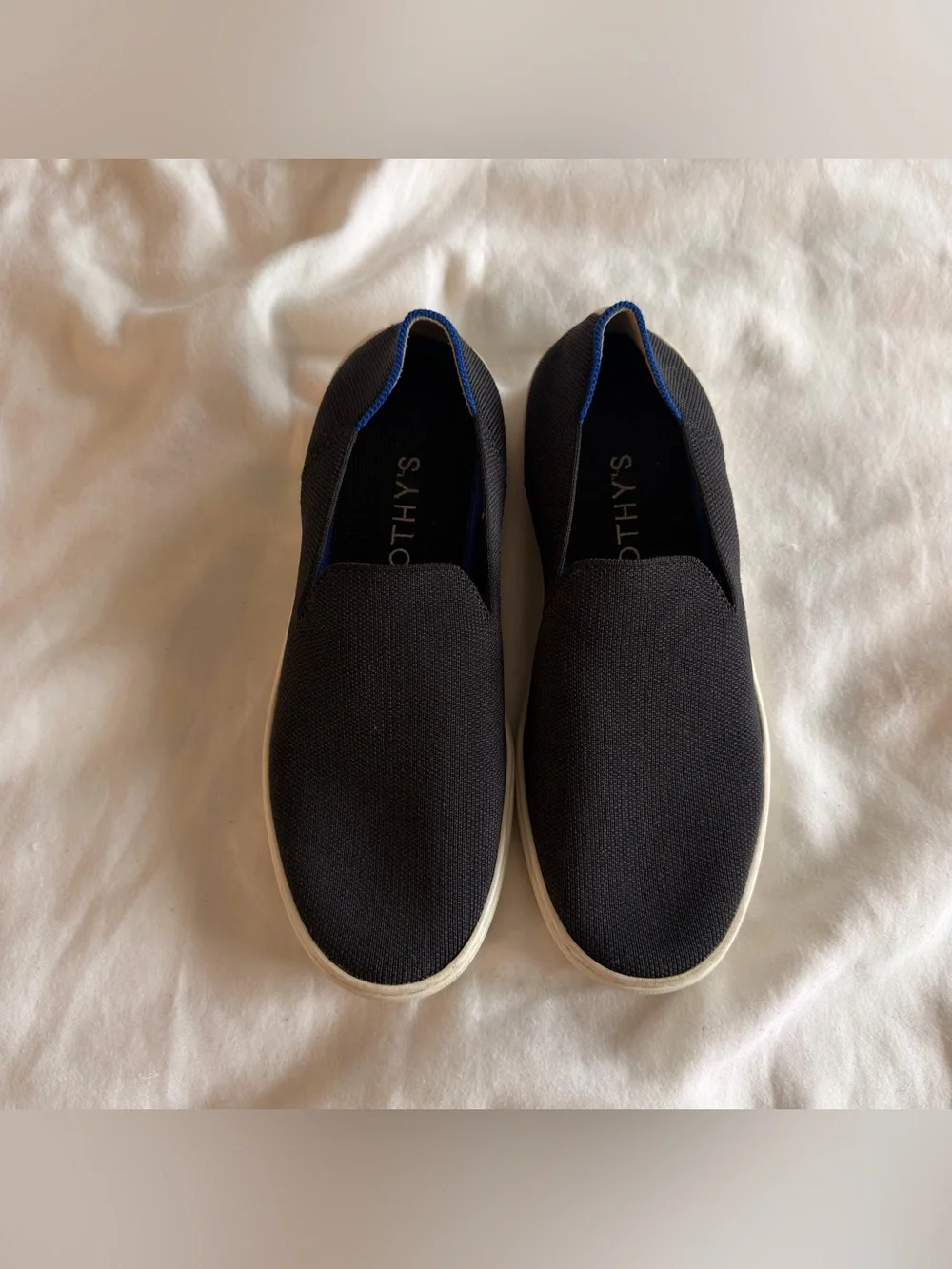 Rothy’s The Sneaker Slip-On Black/Blue Knit Sneakers Women’s US 9 EU 40